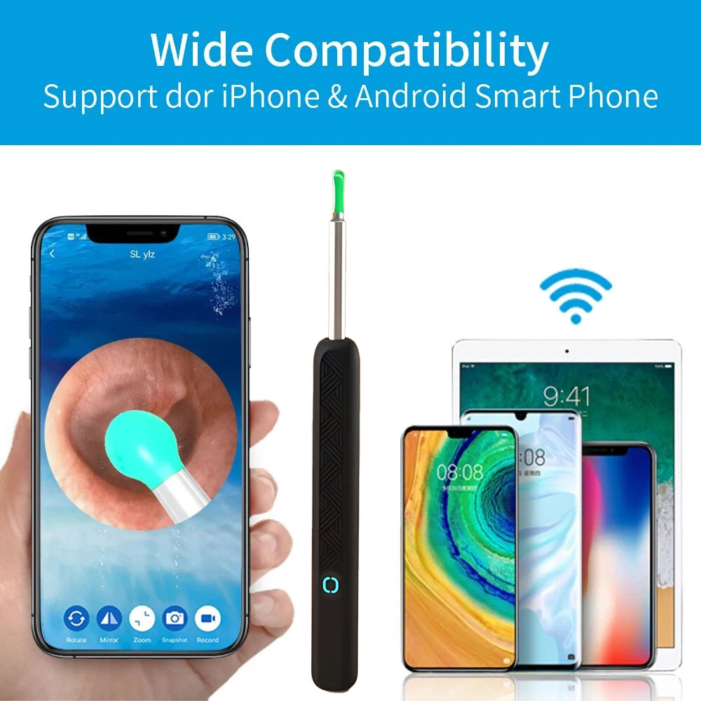 New Wireless Wifi Ear Pick Otoscope Camera Borescope Luminous Ear Wax Cleaning Teeth Oral Inspection Health Care Ear Cleaner