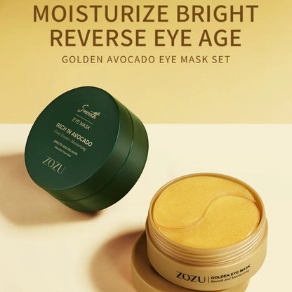 60Pcs Golden Collagen Avocado Moisturizing Eye Mask Hydrating Removing Dark Circles Smoothing Eye Skin Care