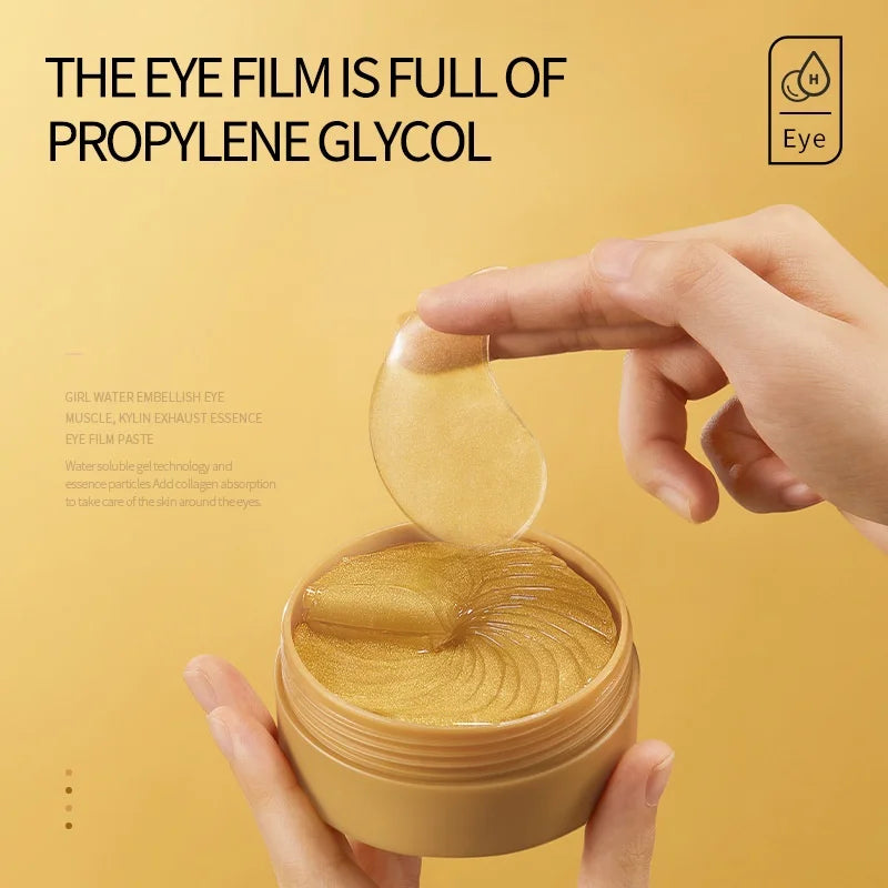 60Pcs Golden Collagen Avocado Moisturizing Eye Mask Hydrating Removing Dark Circles Smoothing Eye Skin Care