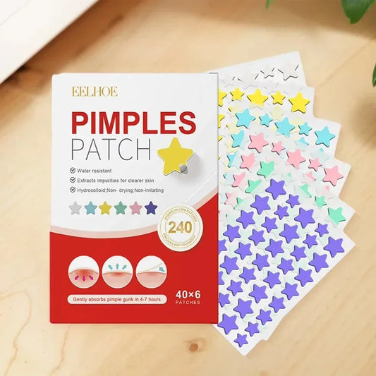 240 Pcs Fun-Shaped Pimple Patches - Heart, Star, Flower & Round Acne Dots for Effective Blemish Coverage