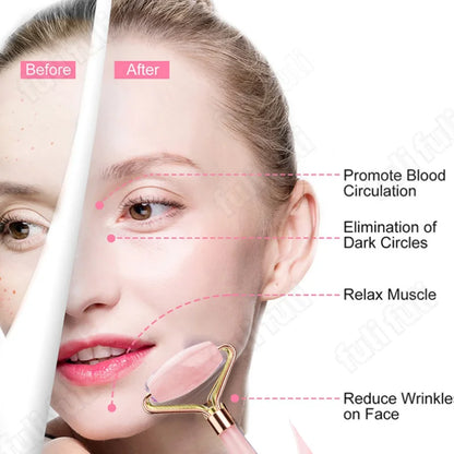 Rose Quartz Powder Crystal Jade Roller Massage Spa Pink Face Massagers Gua Sha Natural Stone Guasha Beauty Tool Facial Lift Up
