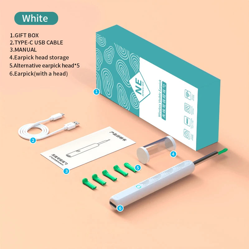 New Wireless Wifi Ear Pick Otoscope Camera Borescope Luminous Ear Wax Cleaning Teeth Oral Inspection Health Care Ear Cleaner